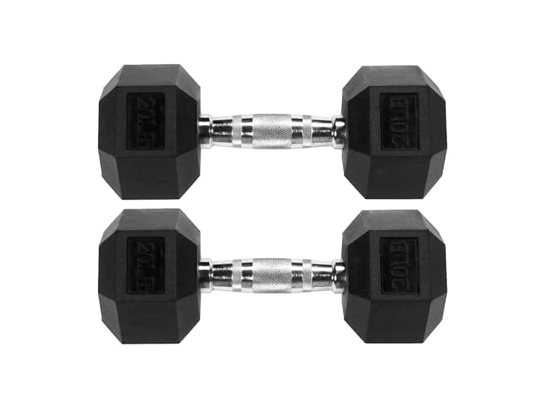 20lbs Pair Hex Dumbbells Rubber Coated Hand Weights - Image 1
