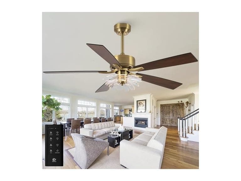 Parrot Uncle F6035GD 52 Inch Modern Gold Fan with Remote - Image 1