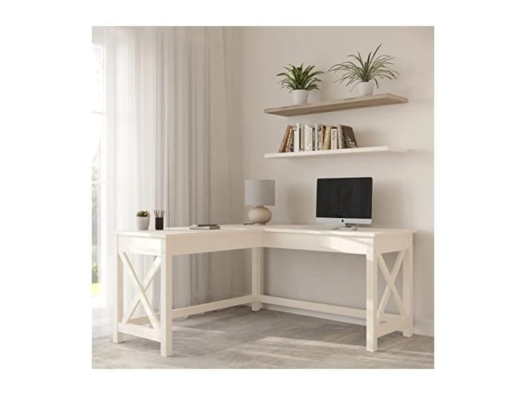 Lavish Home L-Shape Desk, White - Image 1