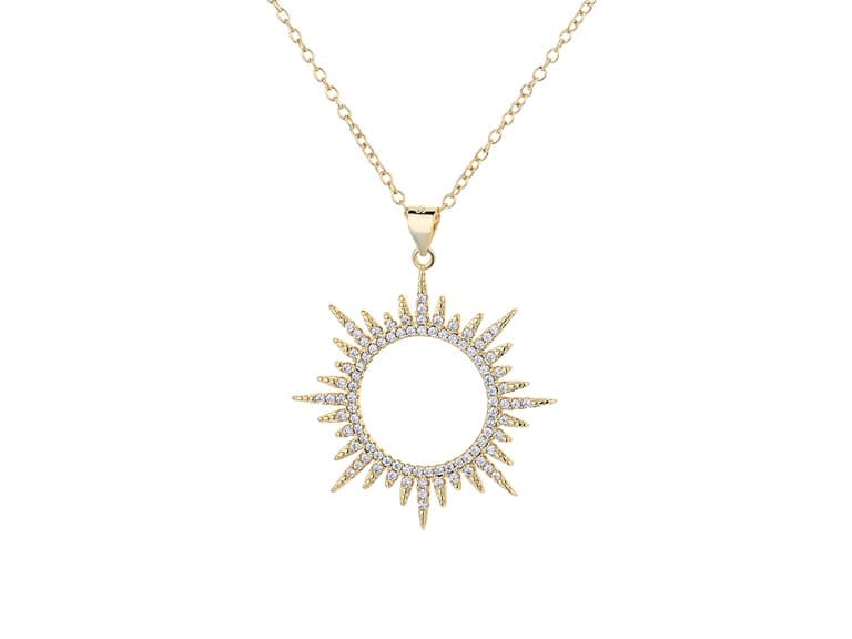 14k Gold Crystal Starburst Necklace - Image 1
