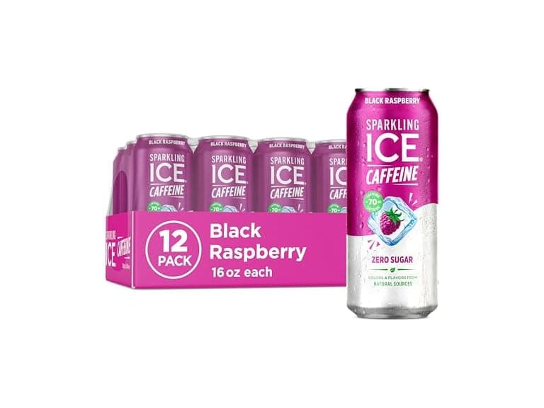 12PK Sparkling Ice Caffeine Black Raspberry Sparkling Water - Image 1