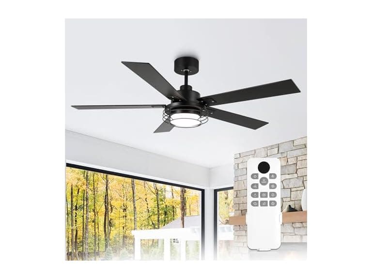 Parrot Uncle F6002BK 52" Farmhouse Ceiling Fan - Image 1
