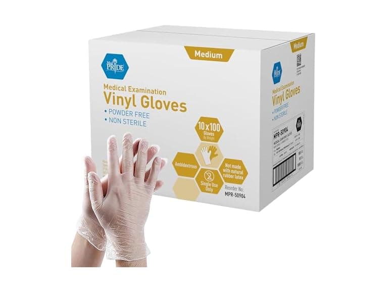 MedPride Powder-Free Vinyl Exam Gloves Large 1000ct - Image 1
