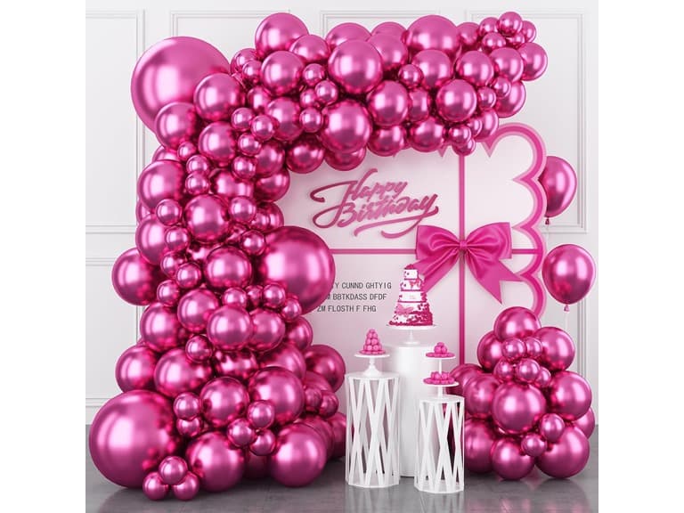 Chrome Pink Balloon Arch Kit 123 Pc - Image 1