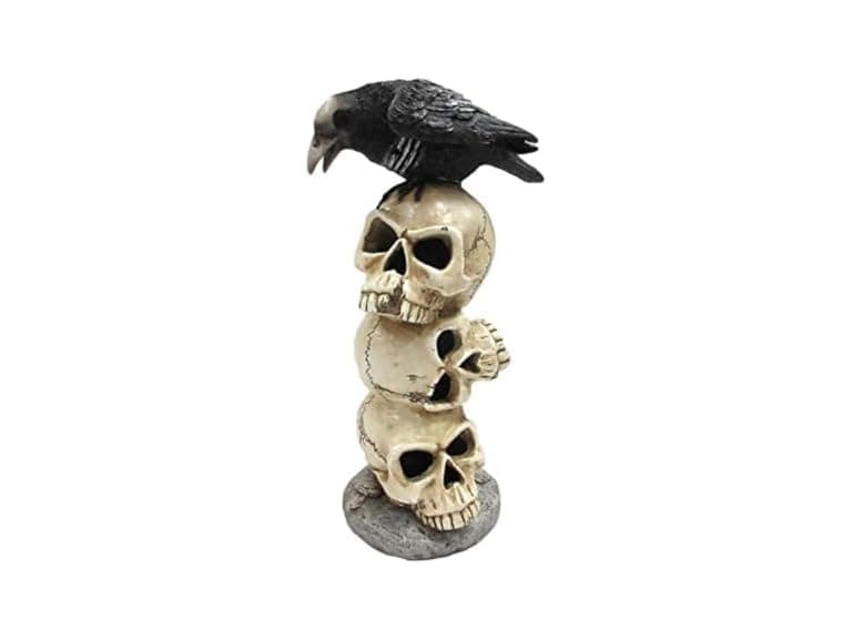 Pacific Giftware Raven Sitting on Top of LED Skulls - Image 1