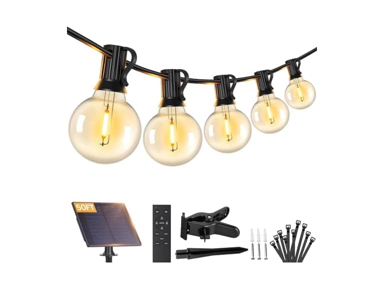 50FT Solar String Lights Outdoor with Remote