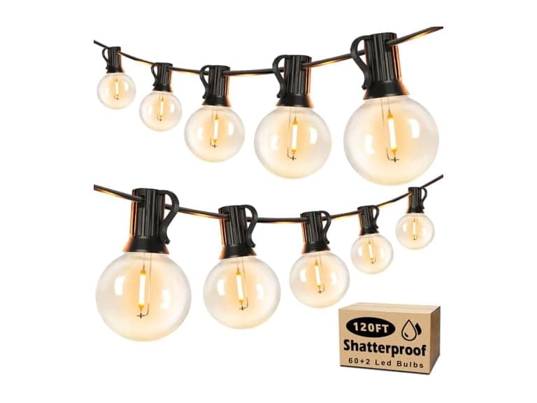 Brightever 120ft Outdoor G40 LED Globe String Lights - Image 1