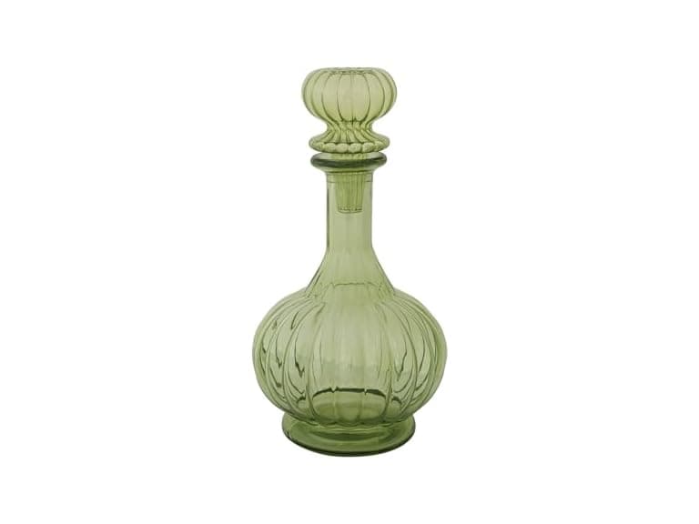 Creative Co-Op 40-Ounce Round Ribbed Glass Decanter  - Image 1