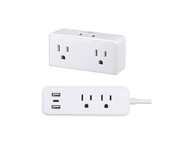 Clear Power 2-Outlet Wall-Tap + 2-Outlet 6ft Strip - Image 1
