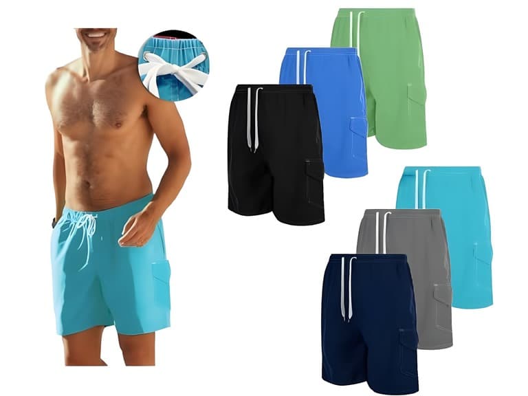 (3PK) Men's Swim Shorts With Cargo Pocket - Image 1