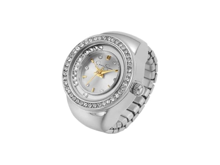 Jessica Simpson Silver Crystal Ring Watch - Image 1