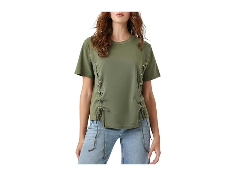 Forever 21 Lace-up Crew Tee - Image 1