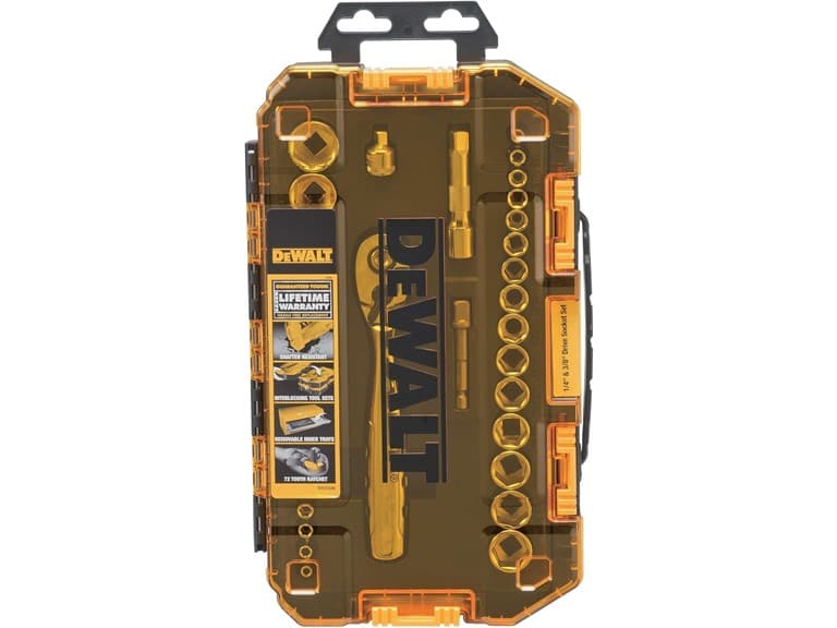 DEWALT DWMT73804 Socket Set, 1/4in & 3/8in DR 34pc - Image 1