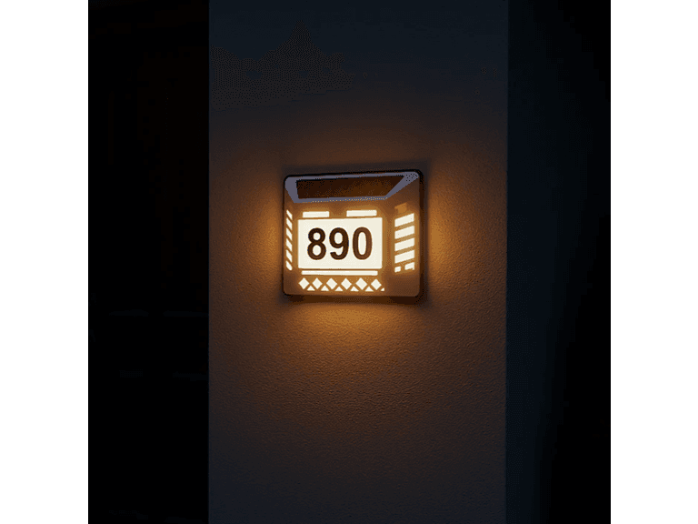 Solar LED Address Sign, White - Image 1