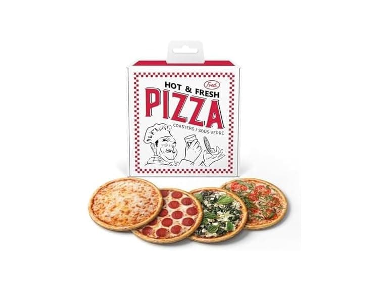 Genuine Fred Pizza Coasters 4pk - Image 1