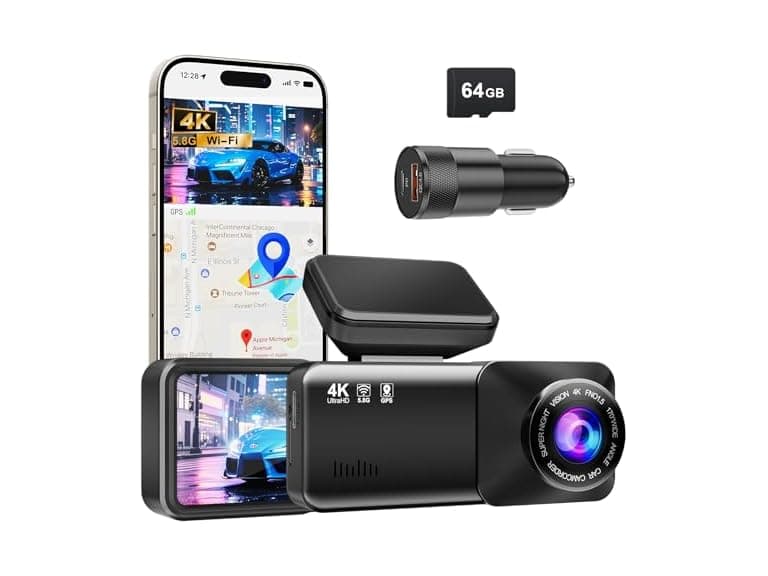 Estbuc 4K Dash Cam Front WiFi 64GB - Image 1