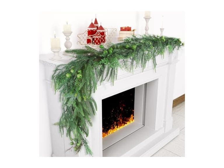 TISEMENT Norfolk Pine Cypress Garlands with Green Berry, 6Ft - Image 1