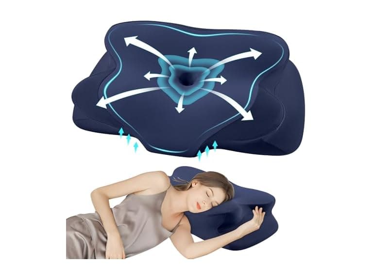 DONAMA Cervical Pillow for Sleeping, Blue - Image 1
