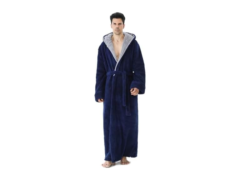 Hellomamma Men (XL) Hooded Long Plush Fleece Robe - Image 1