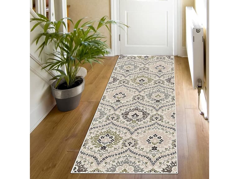 Superior Rustic Floral Damask Washable Indoor Area Rug, 2'7"x6' - Image 1