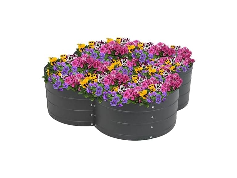 Sunnydaze NPH-526 Clover Steel Garden Bed - Grey - Image 1