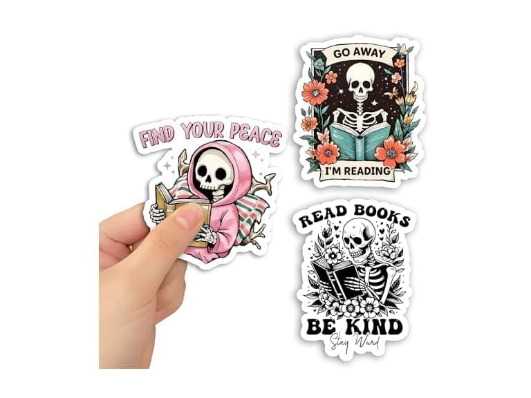 GNAART Skeleton Flower Bookish Stickers - Image 1