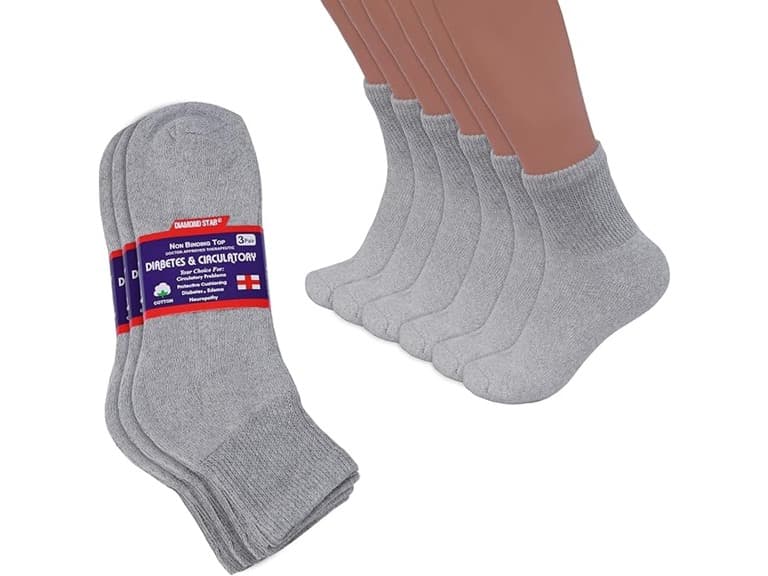 {12-Pairs} Cotton Diabetic Quarter Socks - Image 1