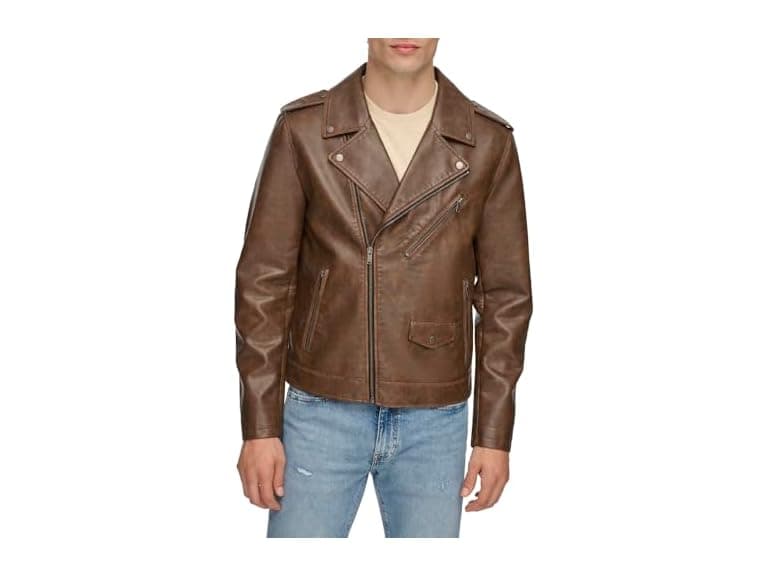 Levis Mens Faux Leather Motorcycle Jacket (XL) - Image 1
