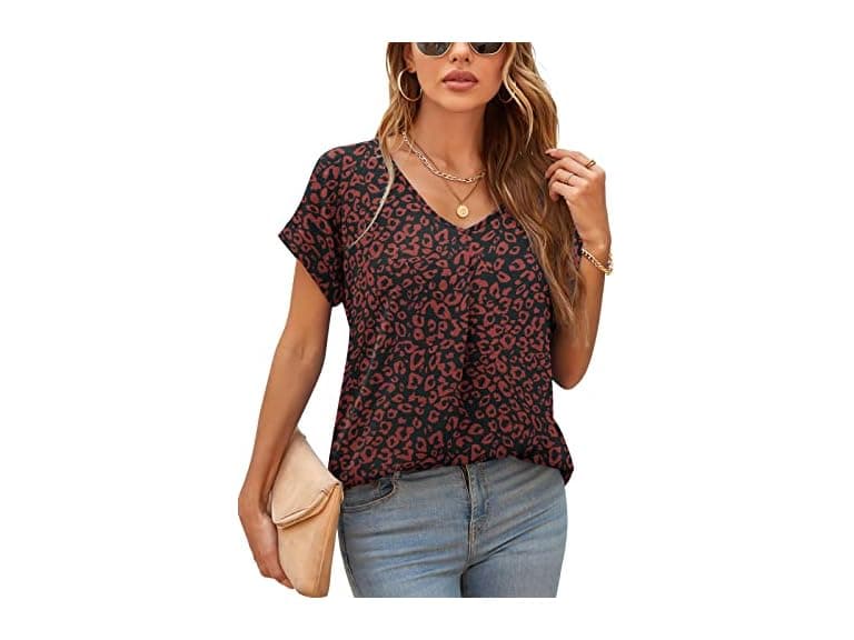Quezhu Women (XX-Large) Blouses Summer Neck Tops - Image 1