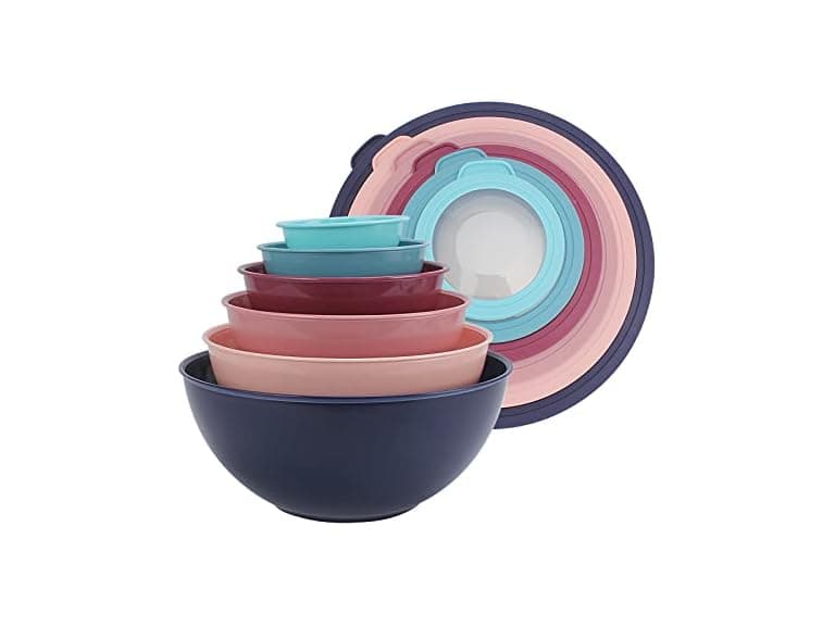 COOK WITH COLOR Mixing Bowls with TPR Lids - 12 Piece - Image 1