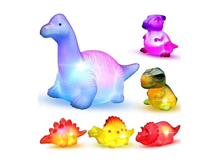 12 Pack Light-Up Dinosaur Bath Toys - Image 1