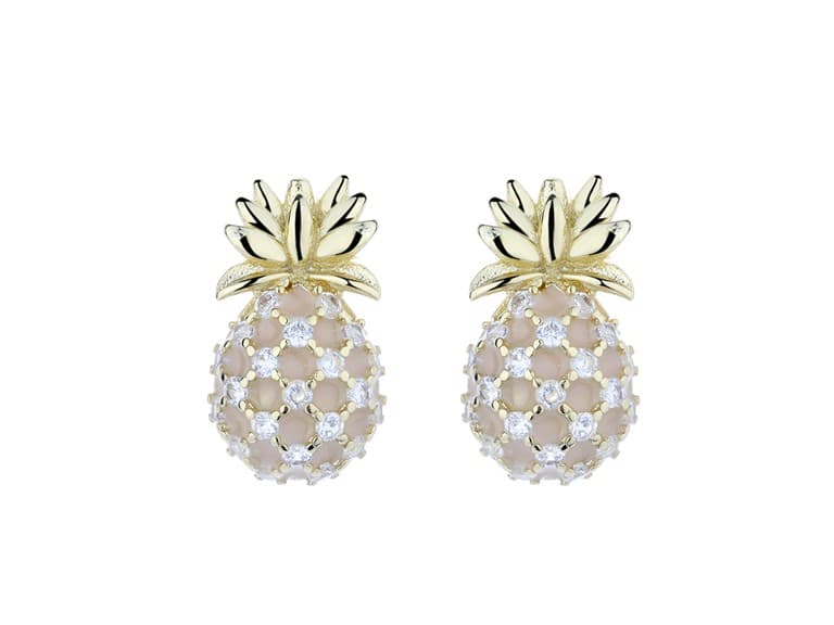 18K Gold Plated Pineapple Crystal Studs - Image 1