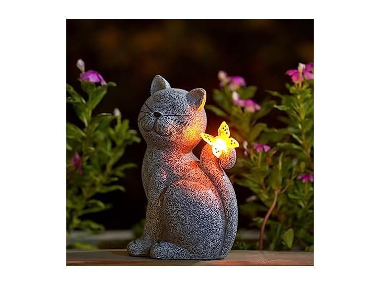Solar Outdoor Cat Statue Décor - Image 1