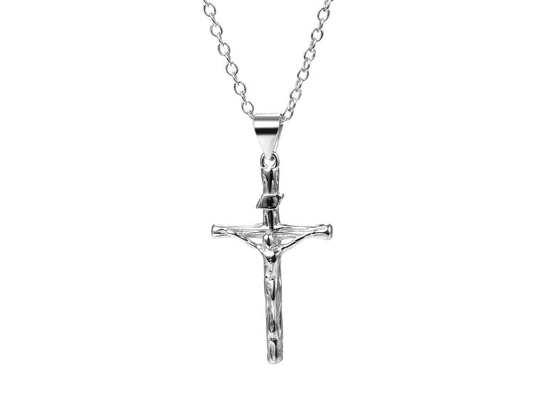 Silver Crucifix Cross Pendant Necklace