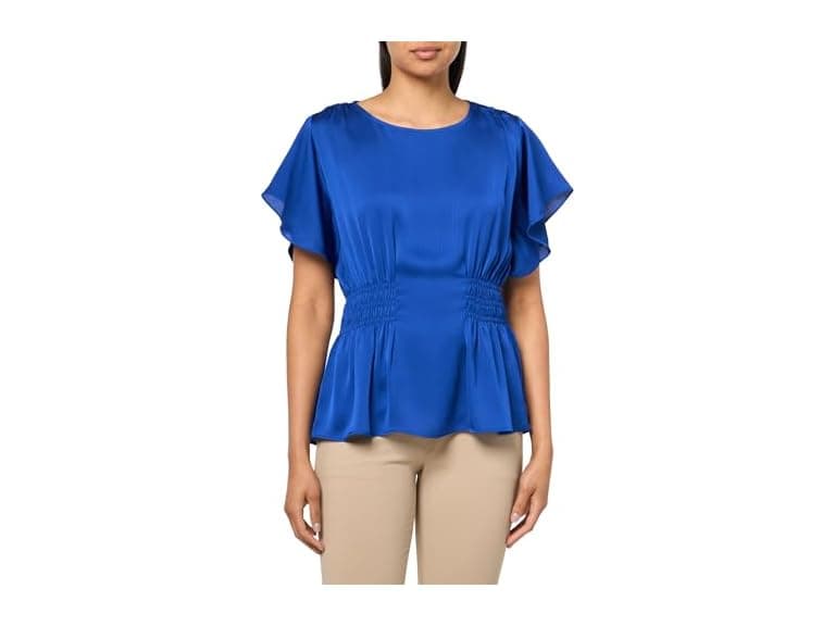 Anne Klein  (L) Smocked Waist Flutter SLV Blouse - Image 1