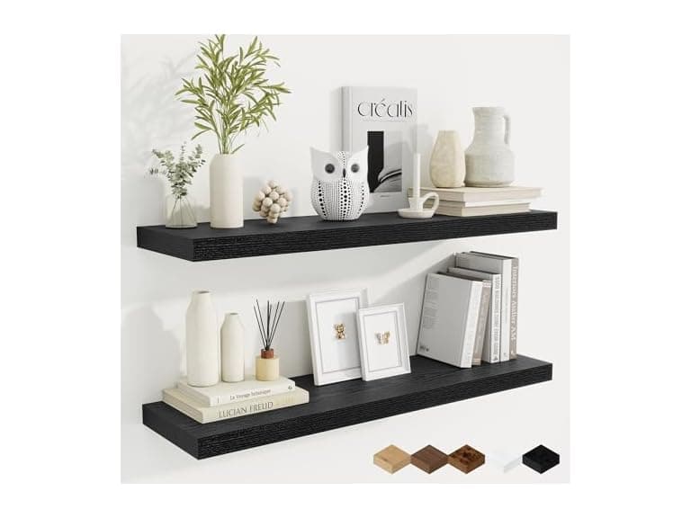 2 Pack Floating Shelves, Black - Image 1