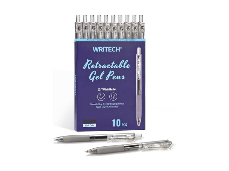 WRITECH Retractable Gel Ink Pens: 0.7mm Black - Image 1