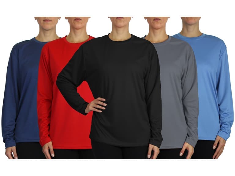 3Pk Womens L/S Loose Fit Performance Shirt - Image 1