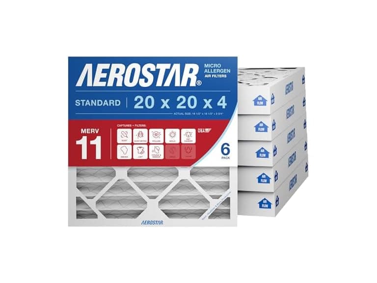 Aerostar 20x20x4 MERV 11 - 6 Count HVAC Filters (Open Box)