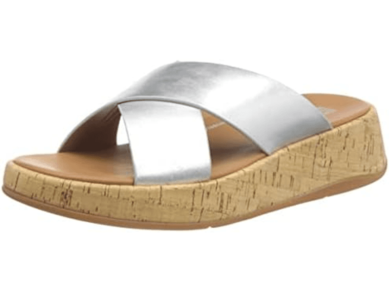 FitFlop F-Mode Post Platform Sandals Silver 5 M (B) - Image 1