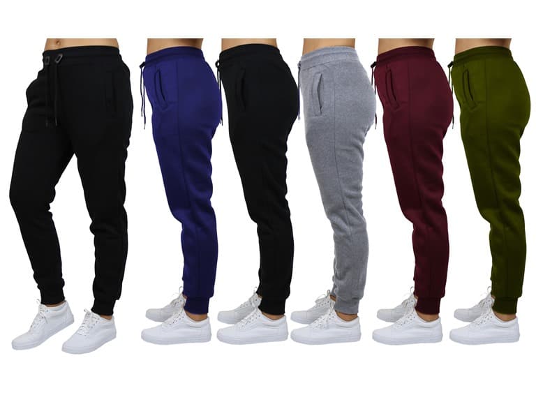 3Pk Womens Loose Fit Fleece Joggers - Image 1