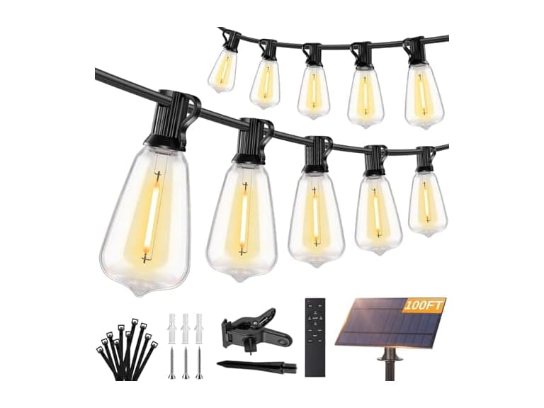Brightever 100FT Solar String Lights Outdoor Waterproof with Remote - Image 1