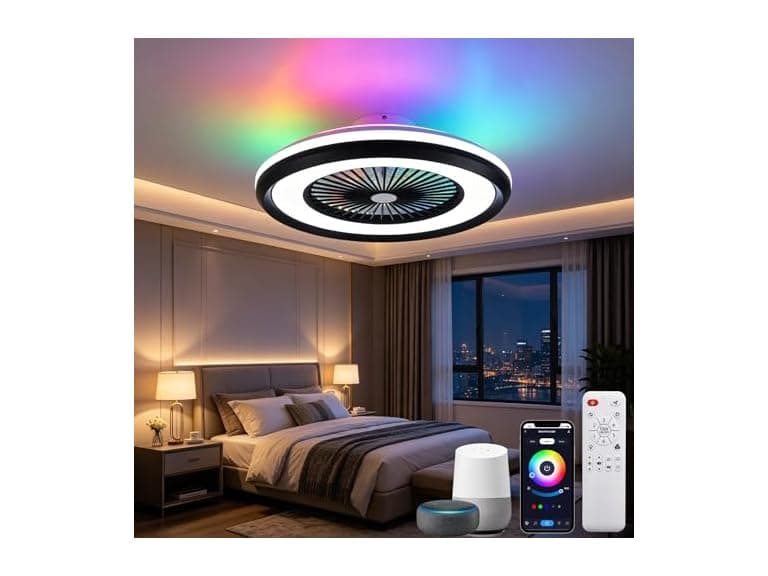 Black Low Profile Ceiling Fan 24" RGB - Image 1