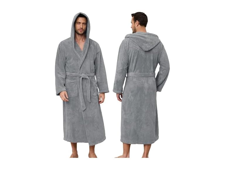 PJGGZ Men's Bathrobe with Hood - Image 1