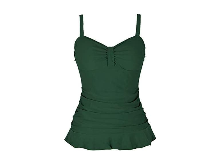 Hilor Women (16) 50's Retro Ruched Tankini Hem Top - Image 1