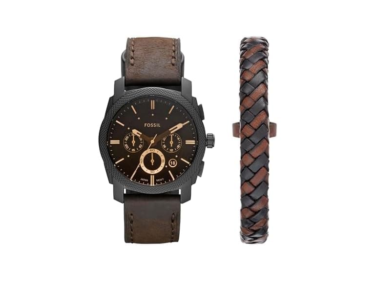 Fossil Machine Watch & Bracelet Box Set Brown - Image 1