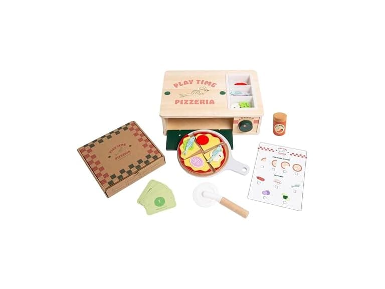 Pearhead Wooden Pizzeria Montessori Set, 38-Piece - Image 1