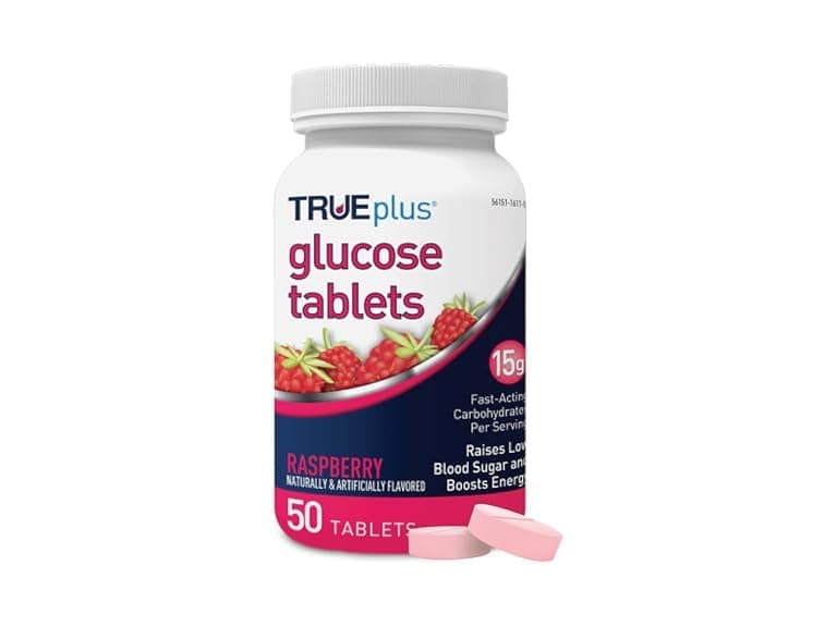 50Ct TRUEplus Glucose Tablets, Chewable, Raspberry - Image 1
