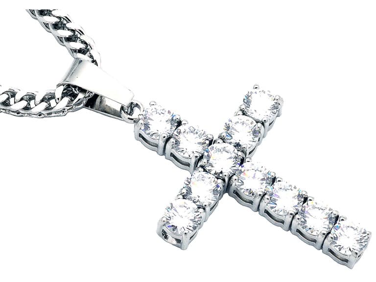 Cubic Zirconia Cross Necklace - Image 1