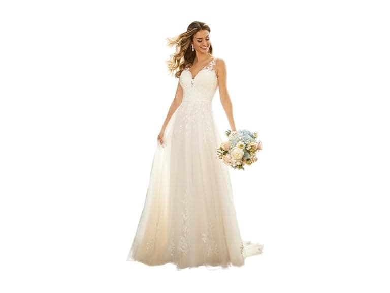 WaterDress Women (16) V-Neck Sleeveless Lace Gowns - Image 1